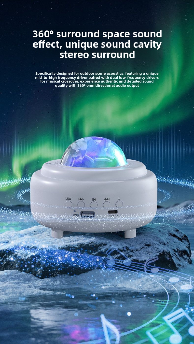 Star Projector Night - Projektor Aurora Star z głośnikiem Bluetooth,