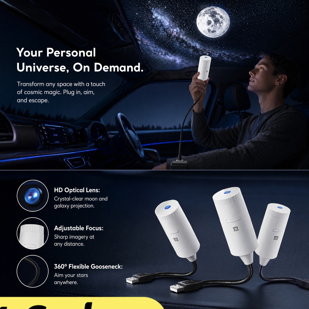 Star Projector Night - Mini Projektor Gwiazd Galaxy Dwa w
